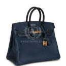 Hermes Birkin 25 Tri-color Bleu De Prusse, Bleu Indigo and Black Epsom GHW