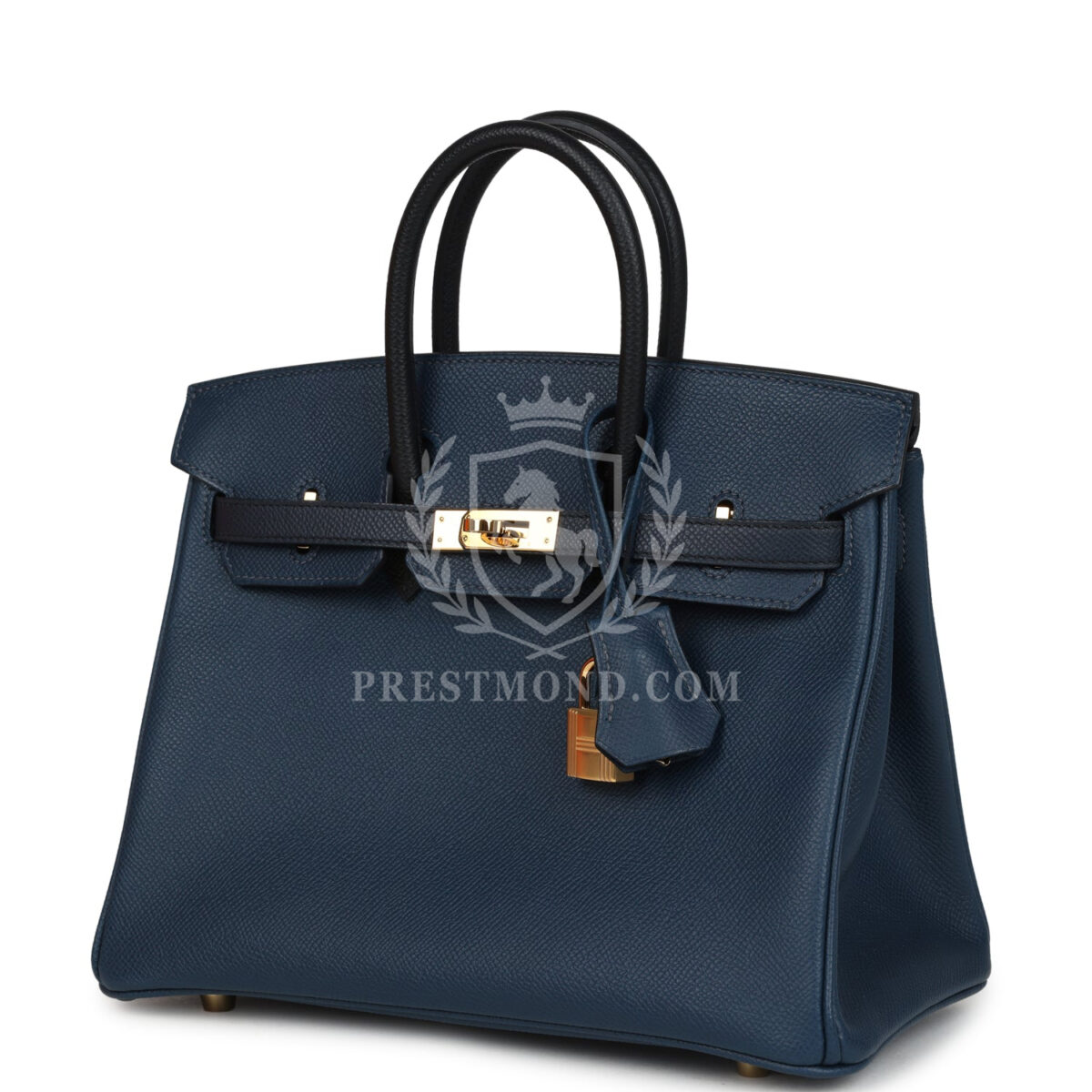 Hermes Birkin 25 Tri-color Bleu De Prusse, Bleu Indigo and Black Epsom GHW — изображение 5