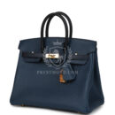 Hermes Birkin 25 Tri-color Bleu De Prusse, Bleu Indigo and Black Epsom GHW