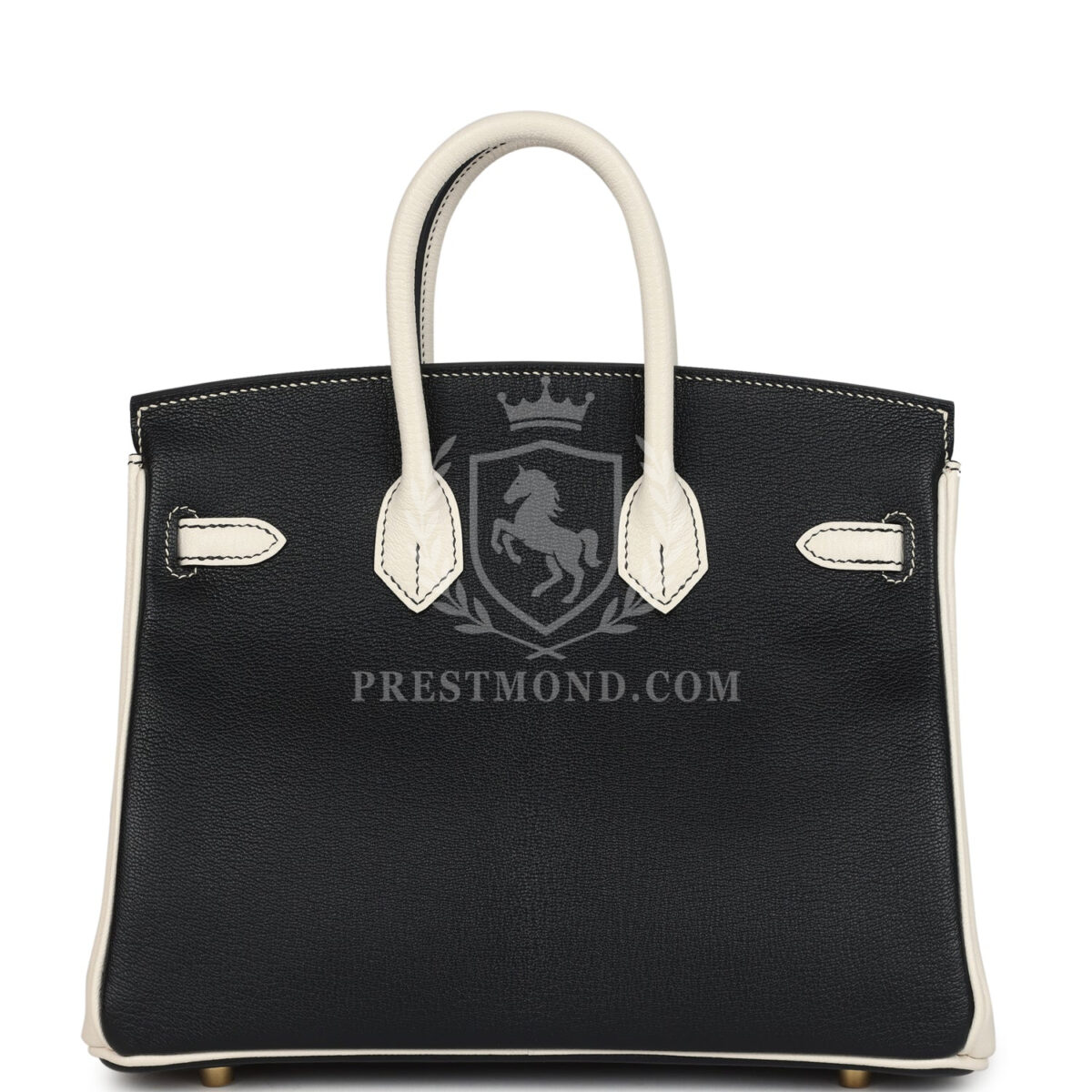 Hermes Special Order (HSS) Birkin 25 Bi-Color Black and Nata Chevre Mysore Brushed GHW — изображение 4