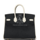 Hermes Special Order (HSS) Birkin 25 Bi-Color Black and Nata Chevre Mysore Brushed GHW