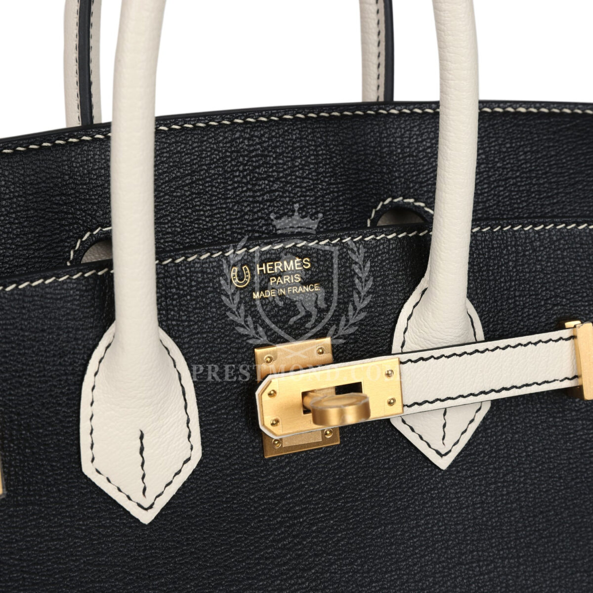 Hermes Special Order (HSS) Birkin 25 Bi-Color Black and Nata Chevre Mysore Brushed GHW — изображение 7