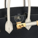 Hermes Special Order (HSS) Birkin 25 Bi-Color Black and Nata Chevre Mysore Brushed GHW