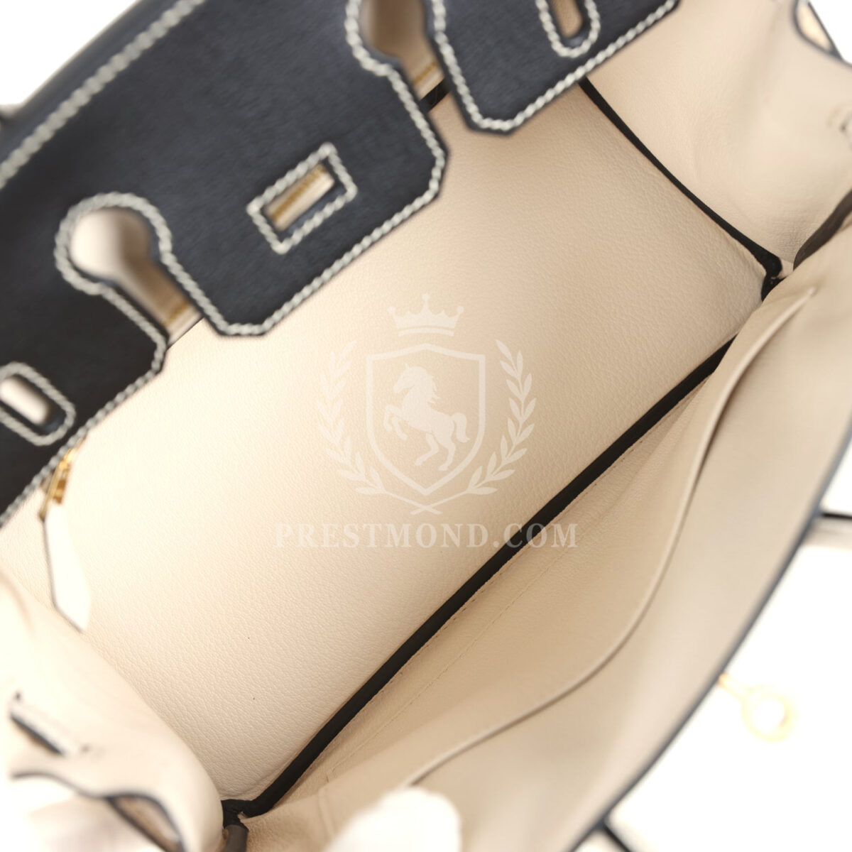 Hermes Special Order (HSS) Birkin 25 Bi-Color Black and Nata Chevre Mysore Brushed GHW — изображение 8