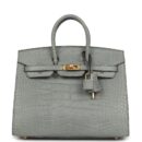 Hermes Birkin Sellier 25 Gris Ciment Matte Alligator GHW