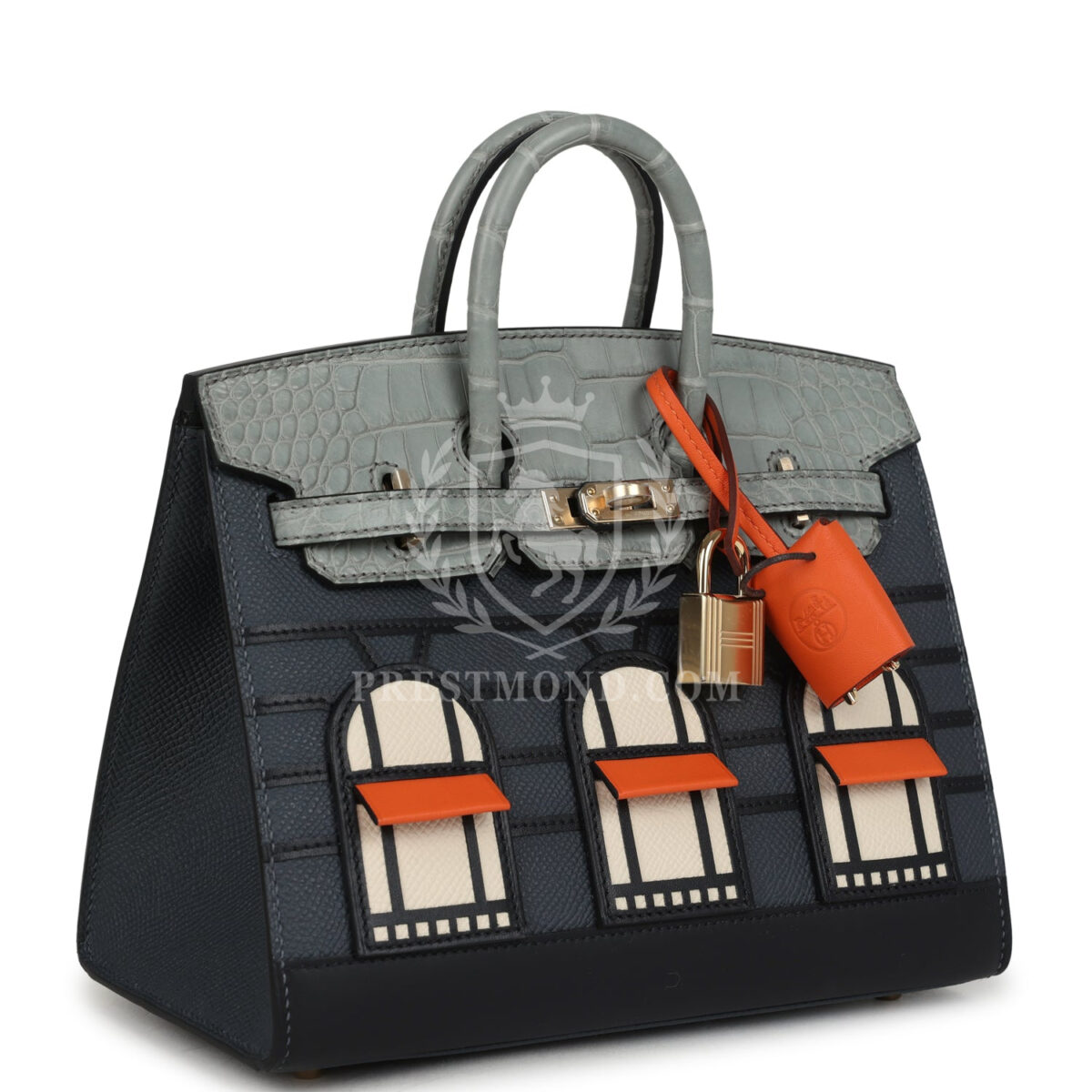 Hermes "Rainy Days" Sac Faubourg Birkin 20 Gris Misty Matte Alligator PBHW — изображение 2
