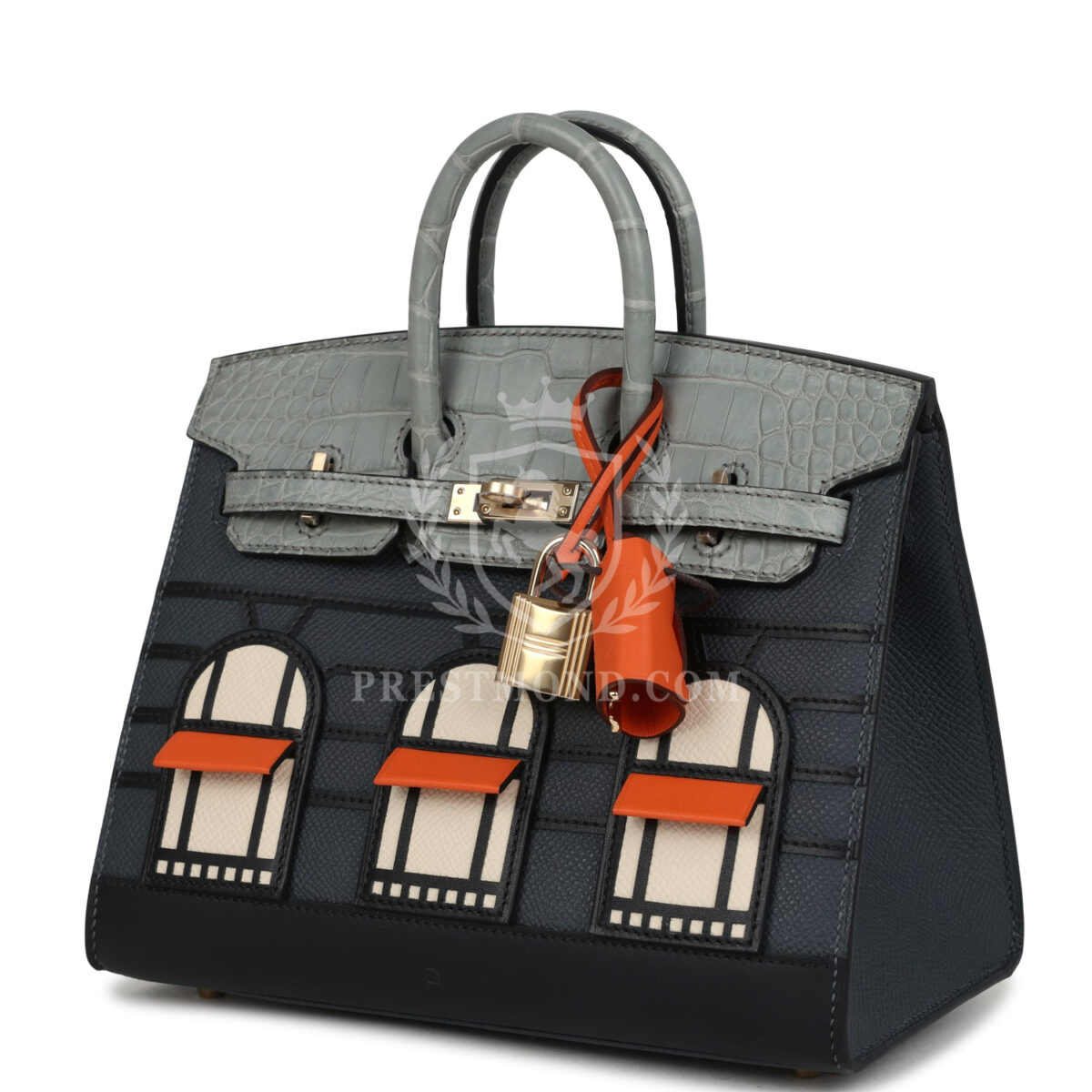 Hermes "Rainy Days" Sac Faubourg Birkin 20 Gris Misty Matte Alligator PBHW — изображение 5