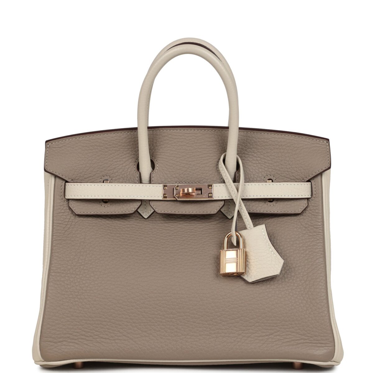 Hermes Special Order (HSS) Birkin 25 Gris Tourterelle and Craie Clemence Rose GHW