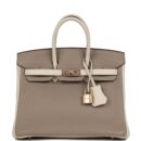 Hermes Special Order (HSS) Birkin 25 Gris Tourterelle and Craie Clemence Rose GHW