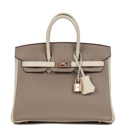 Hermes Special Order (HSS) Birkin 25 Gris Tourterelle and Craie Clemence Rose GHW