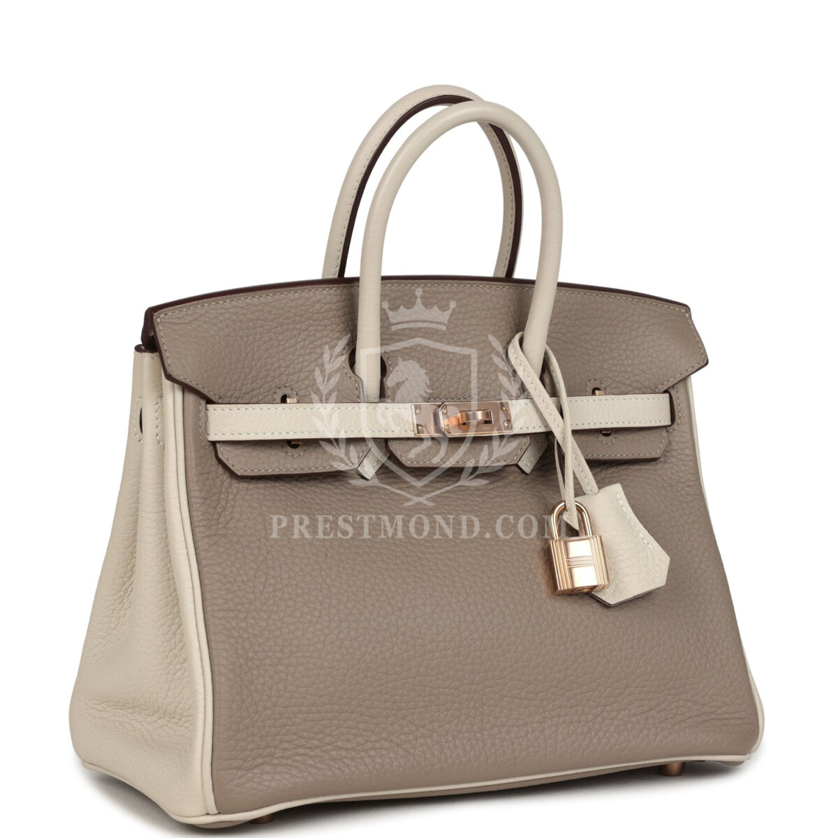 Hermes Special Order (HSS) Birkin 25 Gris Tourterelle and Craie Clemence Rose GHW — изображение 2
