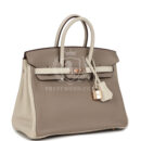 Hermes Special Order (HSS) Birkin 25 Gris Tourterelle and Craie Clemence Rose GHW