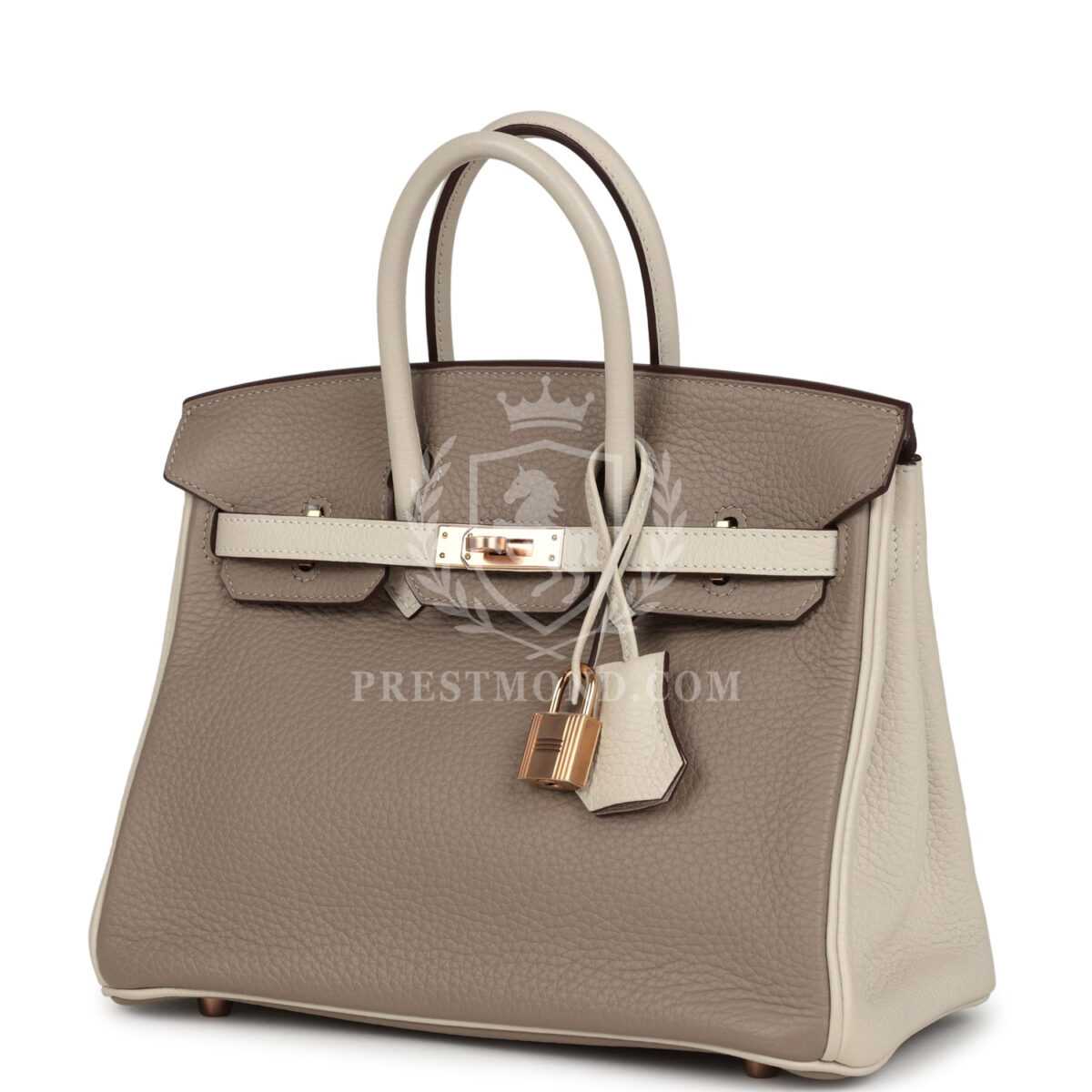Hermes Special Order (HSS) Birkin 25 Gris Tourterelle and Craie Clemence Rose GHW — изображение 5
