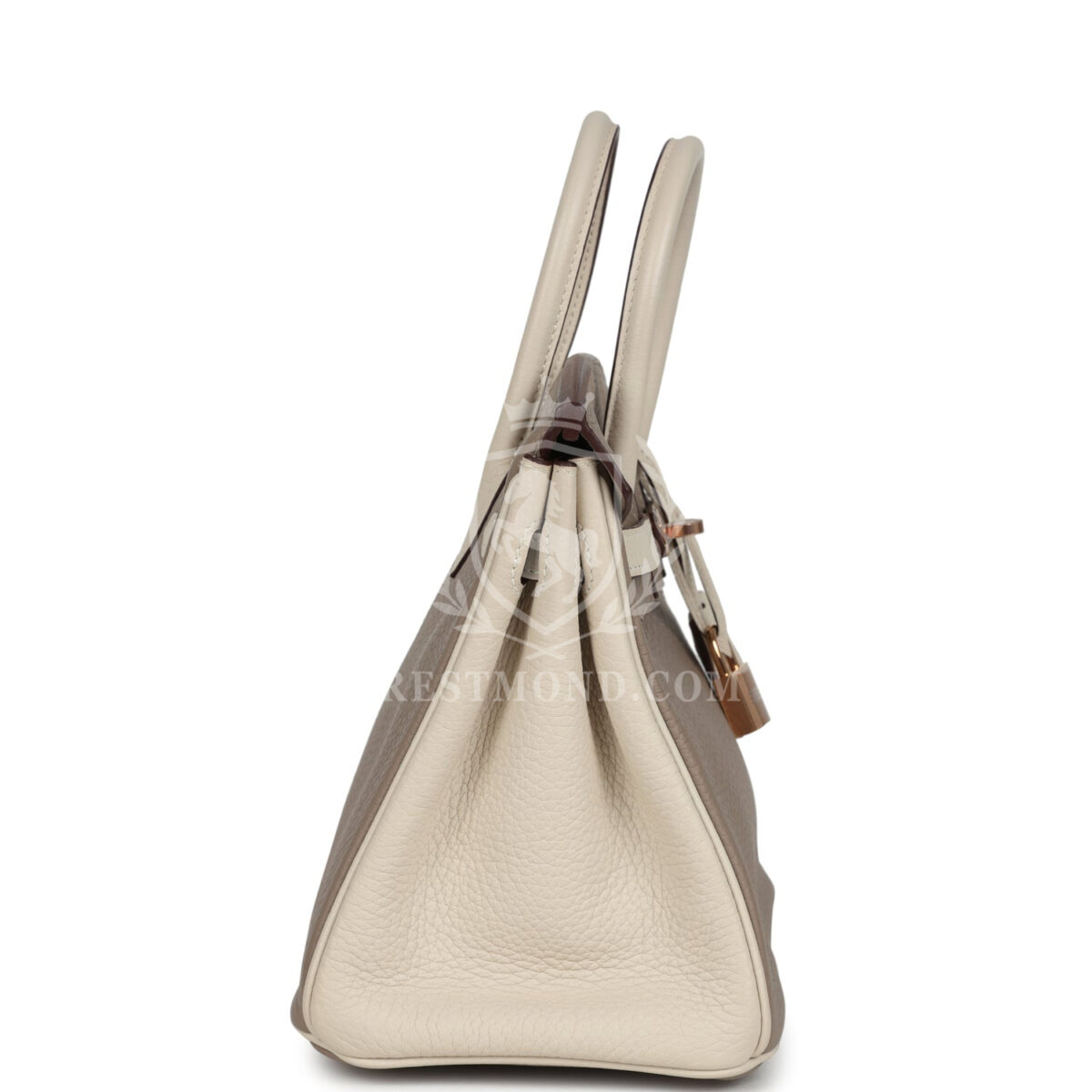 Hermes Special Order (HSS) Birkin 25 Gris Tourterelle and Craie Clemence Rose GHW — изображение 3