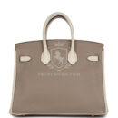 Hermes Special Order (HSS) Birkin 25 Gris Tourterelle and Craie Clemence Rose GHW
