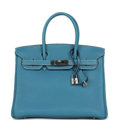 Vintage Hermes Birkin 30 Blue Jean Clemence PHW