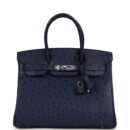 Hermes Birkin 30 Bleu Iris Ostrich PHW