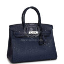 Hermes Birkin 30 Bleu Iris Ostrich PHW
