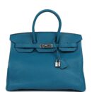 Hermes Birkin 35 Bleu Izmir Verso Clemence PHW