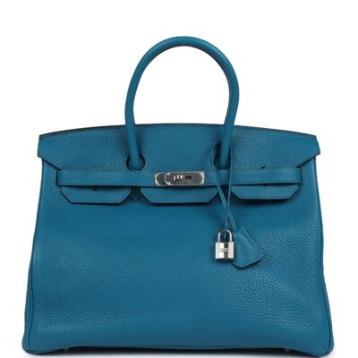 Hermes Birkin 35 Bleu Izmir Verso Clemence PHW