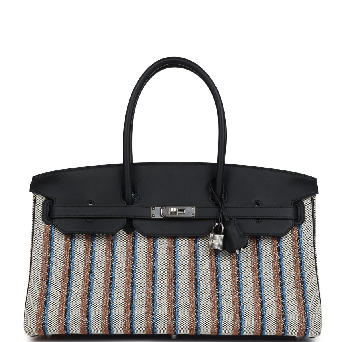 Hermes Shoulder Birkin Light 39 Multicolor Toile and Black Swift PHW