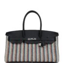 Hermes Shoulder Birkin Light 39 Multicolor Toile and Black Swift PHW