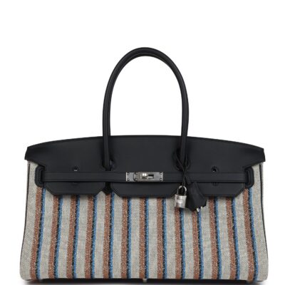 Hermes Shoulder Birkin Light 39 Multicolor Toile and Black Swift PHW