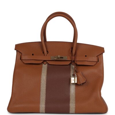 Hermes Birkin Club 35 GHW and Marron d'Inde Clemence and Ficelle Lizard PBHW