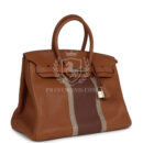Hermes Birkin Club 35 GHW and Marron d'Inde Clemence and Ficelle Lizard PBHW