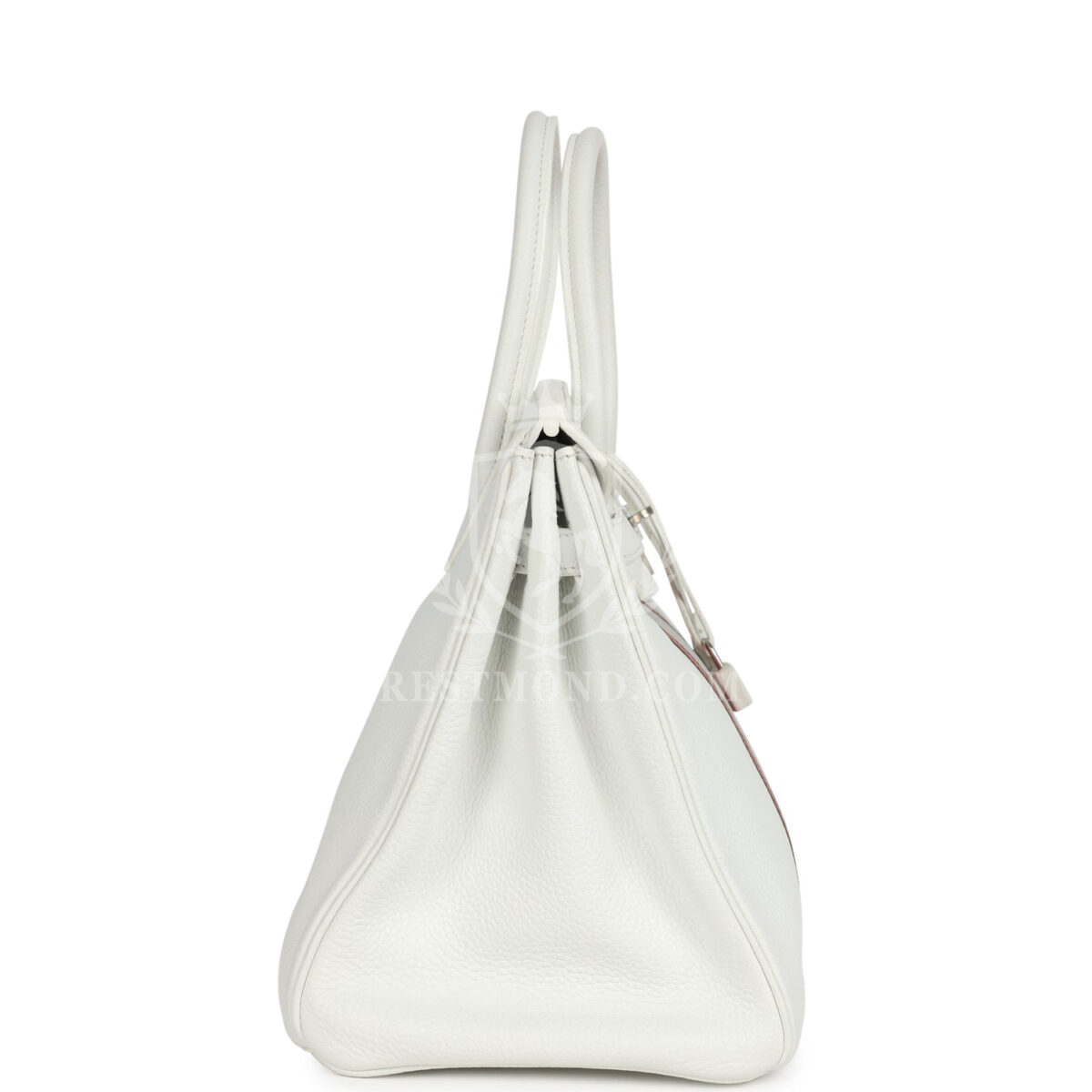 Hermes Birkin Club 35 White and Gris Perle Clemence and Sanguine Lizard PHW — изображение 3