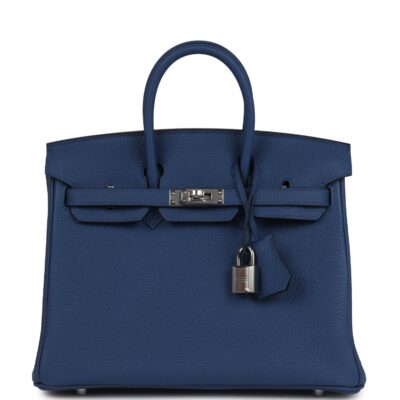 Hermes Birkin 25 Bleu Tie Togo PHW