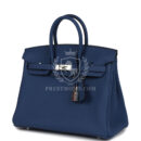 Hermes Birkin 25 Bleu Tie Togo PHW