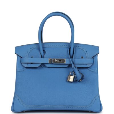 Hermes Birkin 30 Ghillies Bleu Paradise Clemence and Evercolor PHW