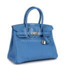 Hermes Birkin 30 Ghillies Bleu Paradise Clemence and Evercolor PHW