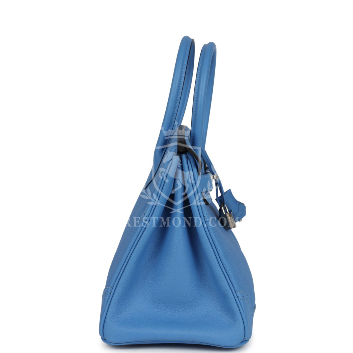 Hermes Birkin 30 Ghillies Bleu Paradise Clemence and Evercolor PHW — изображение 3