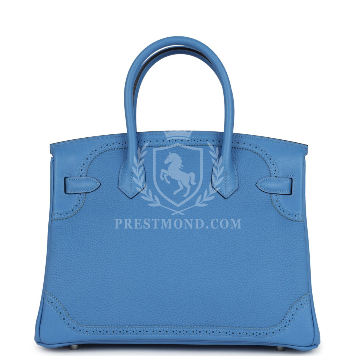 Hermes Birkin 30 Ghillies Bleu Paradise Clemence and Evercolor PHW — изображение 4