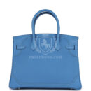 Hermes Birkin 30 Ghillies Bleu Paradise Clemence and Evercolor PHW