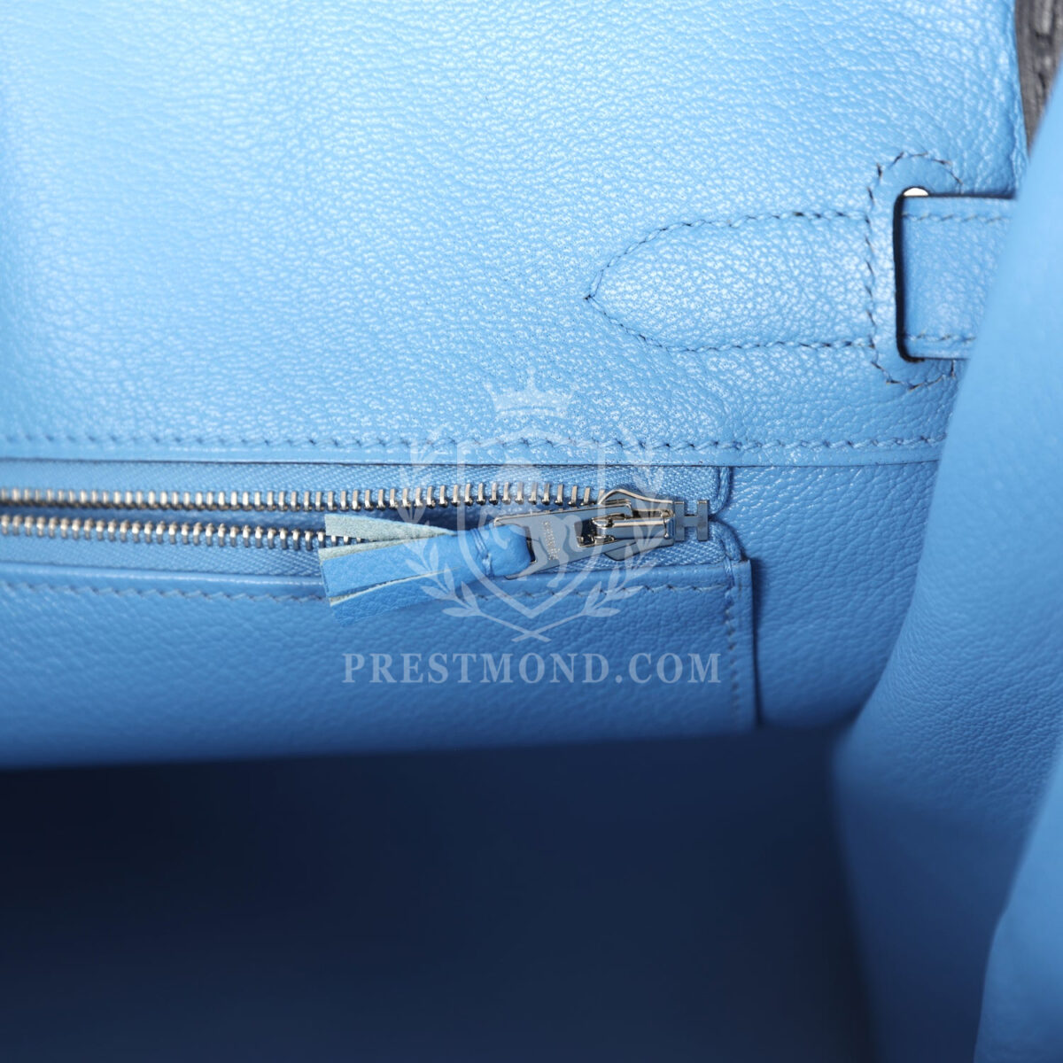Hermes Birkin 30 Ghillies Bleu Paradise Clemence and Evercolor PHW — изображение 9