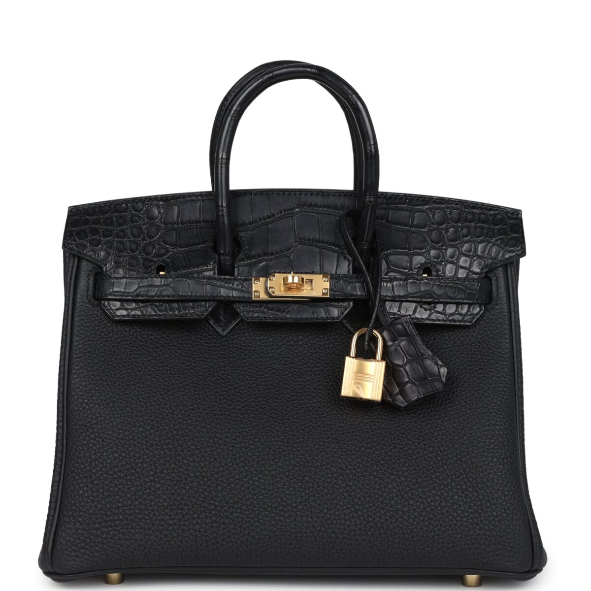 Hermes Birkin 25 Black Matte Alligator and Togo Touch GHW