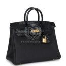 Hermes Birkin 25 Black Matte Alligator and Togo Touch GHW