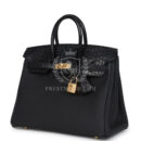 Hermes Birkin 25 Black Matte Alligator and Togo Touch GHW