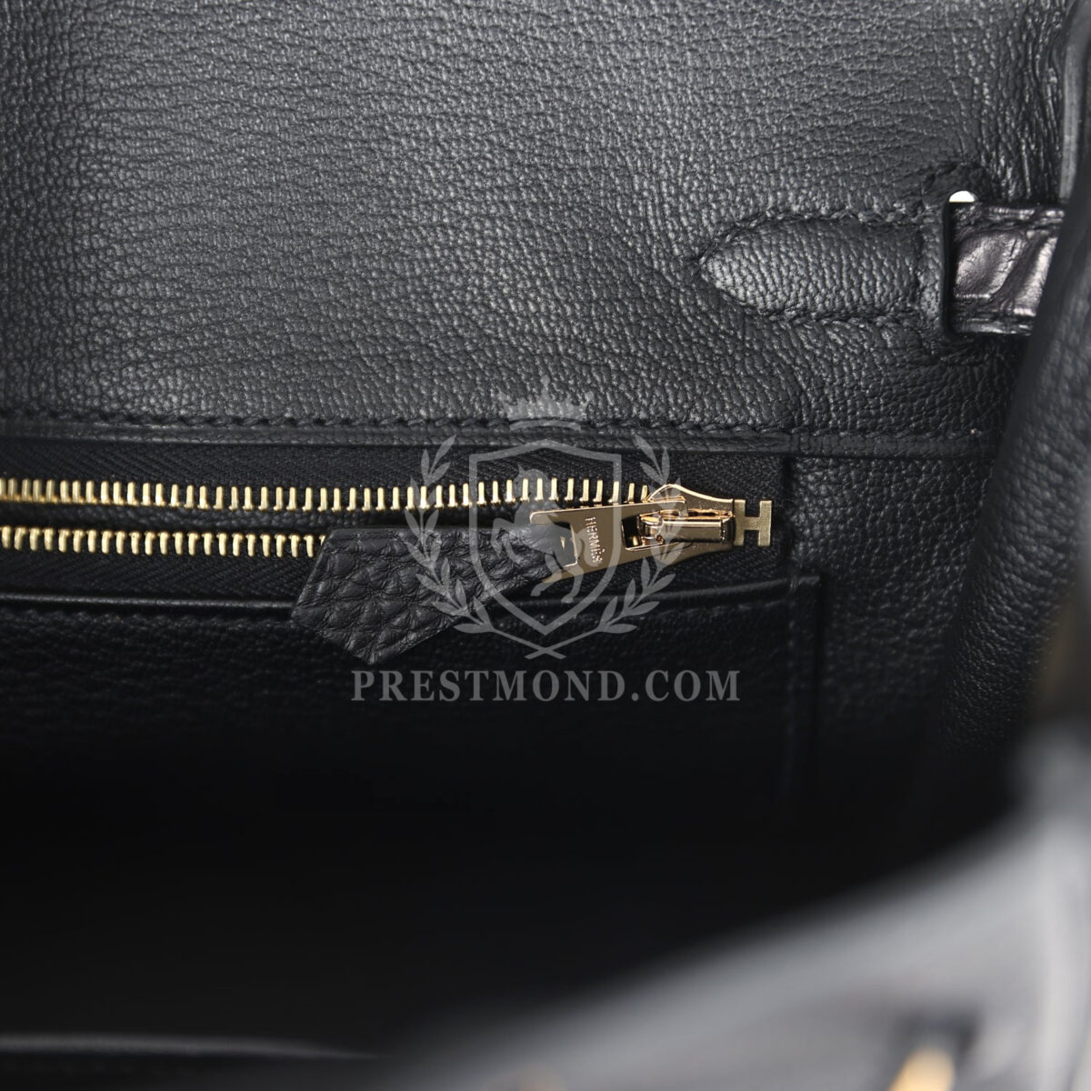 Hermes Birkin 25 Black Matte Alligator and Togo Touch GHW — изображение 9