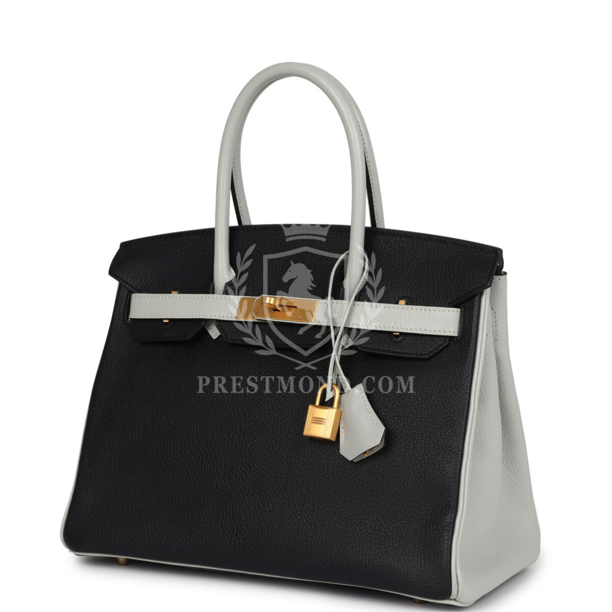 Hermes Special Order (HSS) Birkin 30 Black and Gris Perle Chevre Mysore Brushed GHW — изображение 5