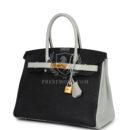 Hermes Special Order (HSS) Birkin 30 Black and Gris Perle Chevre Mysore Brushed GHW