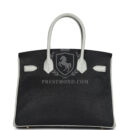 Hermes Special Order (HSS) Birkin 30 Black and Gris Perle Chevre Mysore Brushed GHW