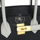 Hermes Special Order (HSS) Birkin 30 Black and Gris Perle Chevre Mysore Brushed GHW