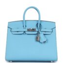 Hermes Birkin Sellier 25 Celeste Epsom PHW