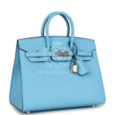 Hermes Birkin Sellier 25 Celeste Epsom PHW