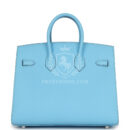 Hermes Birkin Sellier 25 Celeste Epsom PHW