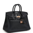 Hermes Birkin 25 Black Swift Rose GHW
